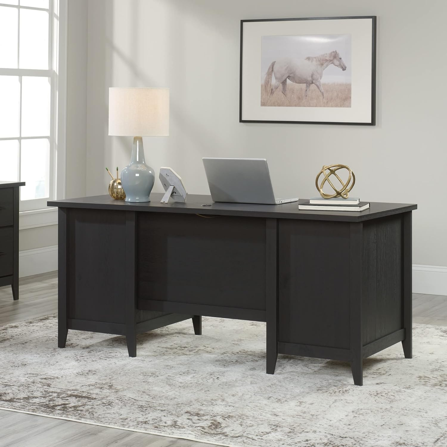  66"W Executive Computer Desk, Raven Oak