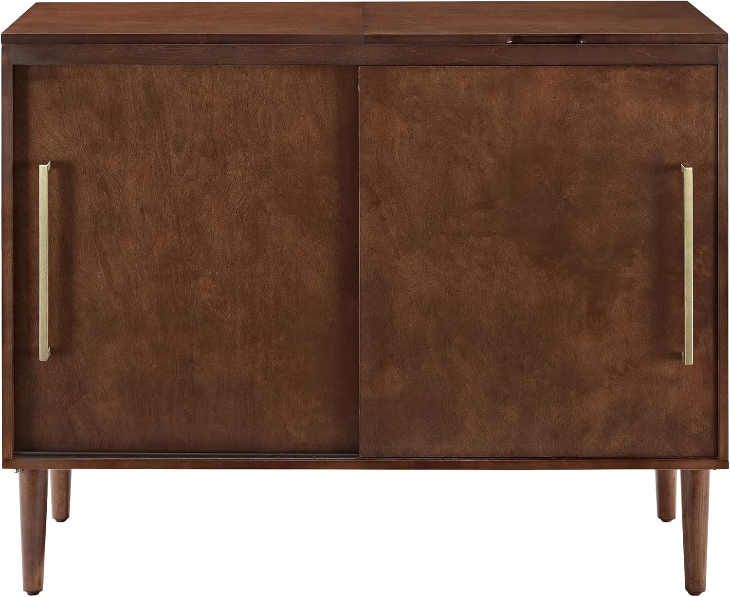 Crosley Furniture Everett Media Console and Record Player Stand with Storage for Vinyl Records, Matte Black White Mahogany Acorn